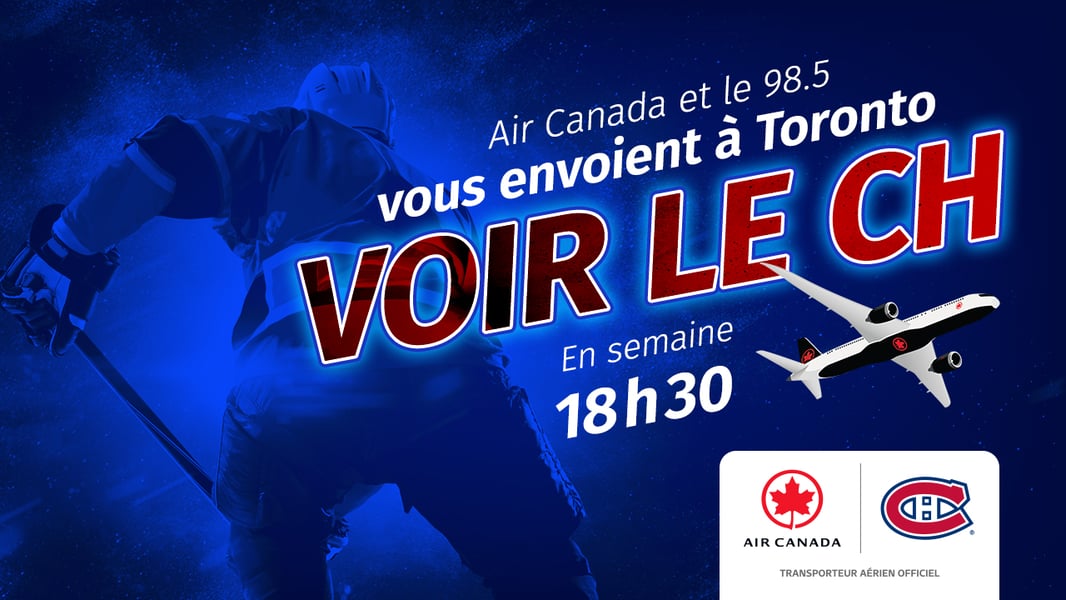 Concours 98,5 FM Gagnez des billets pour le match du CH à Toronto le mardi 29 septembre 2026!