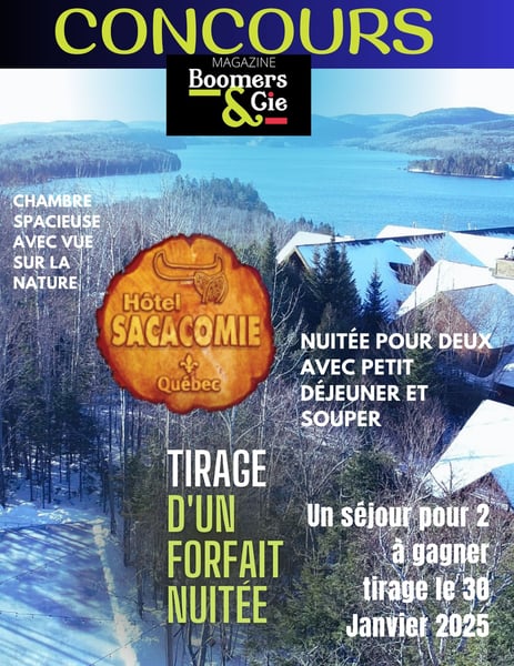 Concours Boomers & Cie - Gagnez  un certificat cadeau d’une nuitée pour 2 personnes à Hôtel et GEOS Spa Sacacomie en Mauricie!