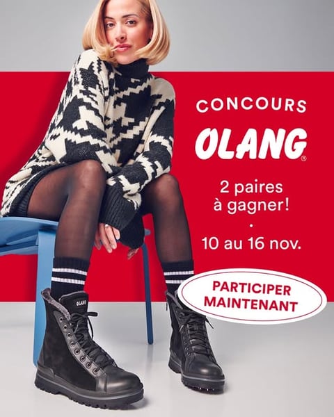 Concours Bopied -  Gagnez 2 paires Olang Canada : une pour vous et une pour votre amie!