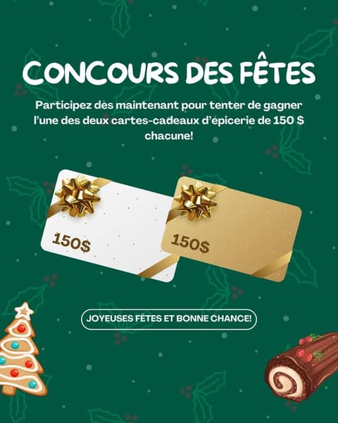 Concours Boulangerie Québec -  Gagnez l'une des 2 cartes-cadeaux d'épicerie de 150$ chacune!