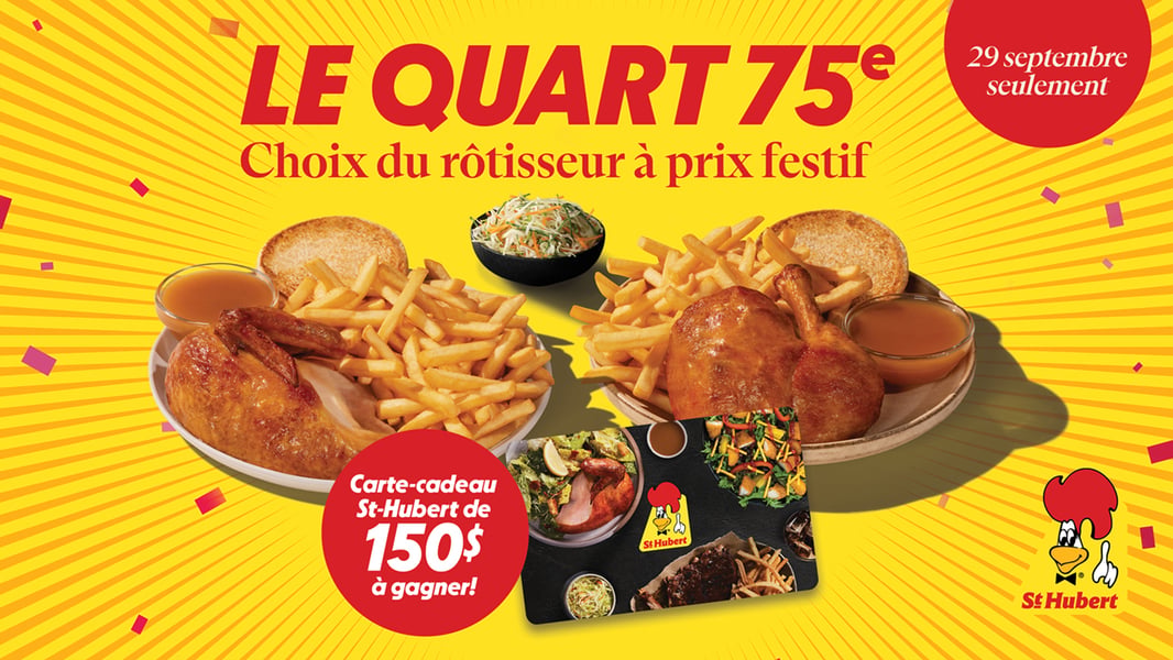 Concours CKOI 96,9 Gagnez 150$ chez St-Hubert!