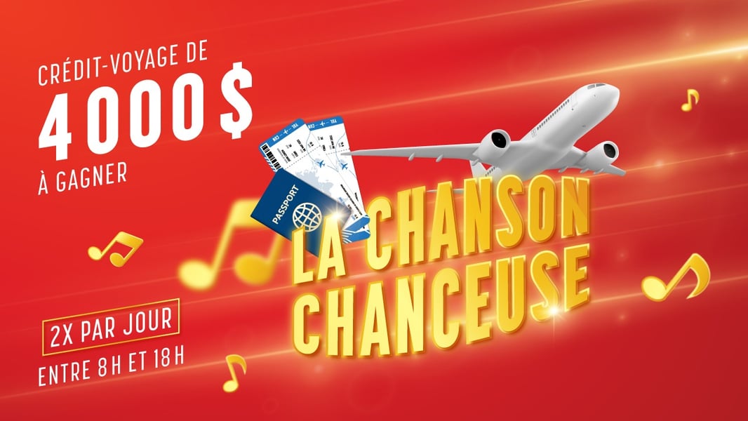 Concours CKOI 96,9 - Trouve la chanson chanceuse pour gagner ton crédit voyage de 4000$! Concours CKOI 96,9 - Trouve la chanson chanceuse pour gagner ton crédit voyage de 4000$!