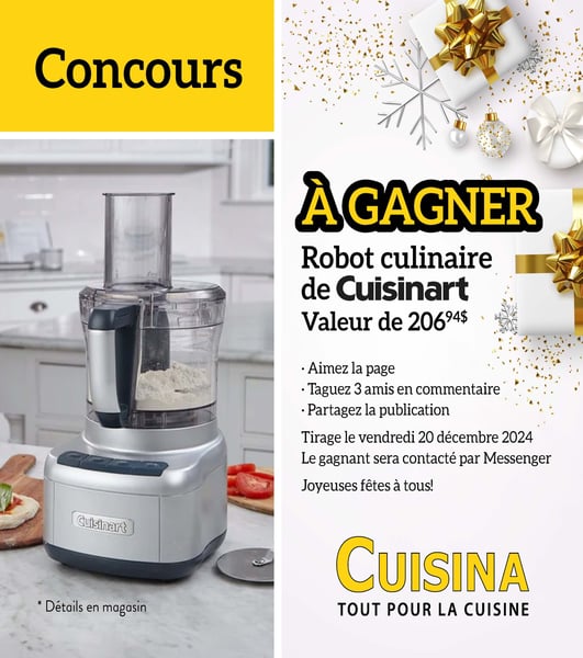 Concours Cuisina - Gagnez un robot culinaire Cuisinart!