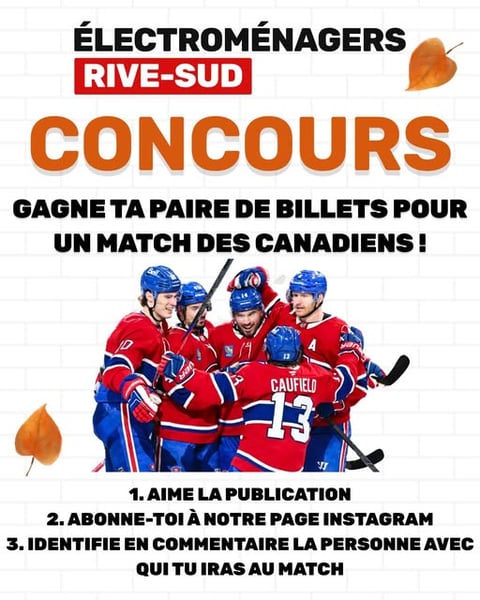 Concours Gagne ta paire de billets pour un match des Canadiens! Concours Gagne ta paire de billets pour un match des Canadiens!