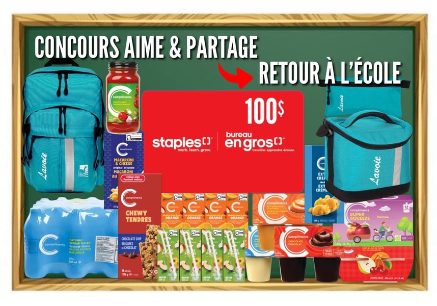 Concours GAGNER un ensemble pour la rentrée scolaire + une carte cadeau Bureau en gros de 100$ Concours GAGNER un ensemble pour la rentrée scolaire + une carte cadeau Bureau en gros de 100$