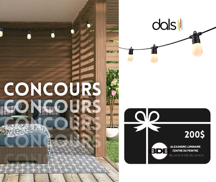Concours GAGNER une carte-cadeau de 200 $ du Centre du Peintre + une guirlande DALS lumineuse Orion 48′ d’une valeur de plus de 250 $ Concours GAGNER une carte-cadeau de 200 $ du Centre du Peintre + une guirlande DALS lumineuse Orion 48′ d’une valeur de plus de 250 $