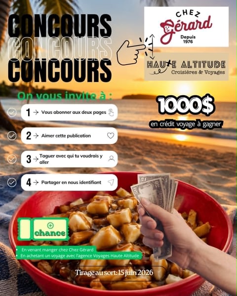 Concours Gagnez 1000$ en crédit-voyage!