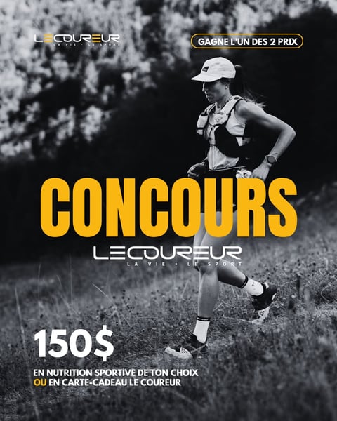 Concours Gagnez 150$ en produits de nutrition sportiv ou 150$ en carte-cadeau Le Coureur!