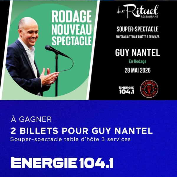 Concours Gagnez 2 billets pour le souper-spectacle de Guy Nantel au restaurant Le Rituel!