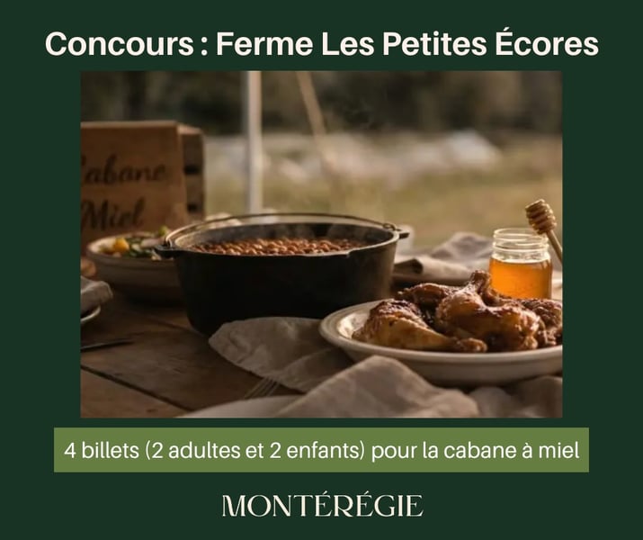 Concours Gagnez 4 billets (2 adultes et 2 enfants) pour découvrir la cabane à miel à la Ferme Les Petites Écores du 21 juin!