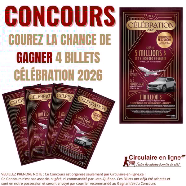 Concours Gagnez 4 Billets Célébration 2026 Concours Gagnez 4 Billets Célébration 2026