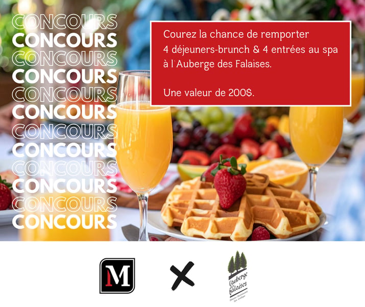 Concours Gagnez 4 déjeuners-brunch ainsi que 4 entrées au spa à l'Auberge des Falaises!