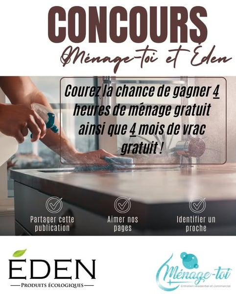 Concours Gagnez 4 heures de ménage et 4 mois de produits en vrac!