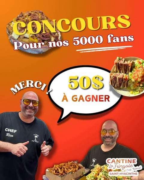 Concours Gagnez 50$ à la cantine La fringale de St-Hyacinthe!
