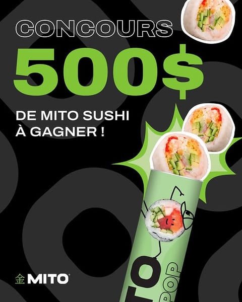 Concours Gagnez 500$ de Mito Sushi!