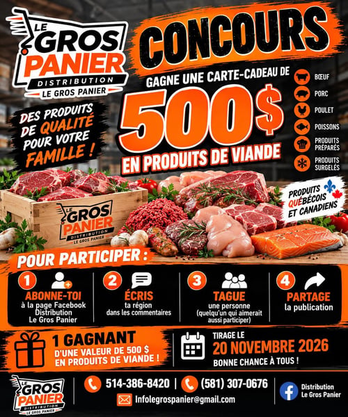 Concours Gagnez 500$ de viande!
