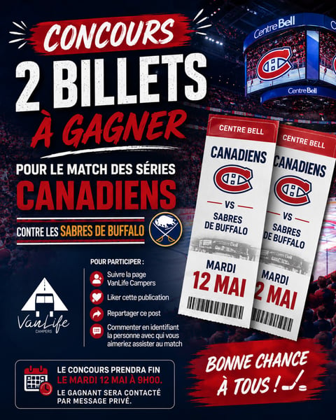 Concours Gagnez deux billets pour le match des Canadiens au Centre Bell le 12 mai!