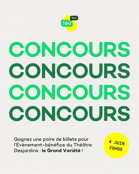 Concours Gagnez deux paires de billets pour assister à l'Évènement-bénéfice « Le Grand Variété et le transport aller-retour en Téo Taxi!
