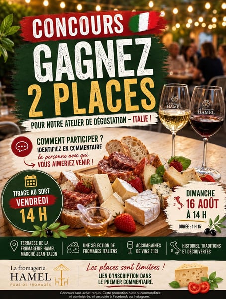Concours Gagnez deux places pour l'atelier dégustation de la fromagerie Hamel!
