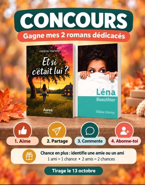 Concours Gagnez deux romans dédicacés de Helene Harvey Auteure!