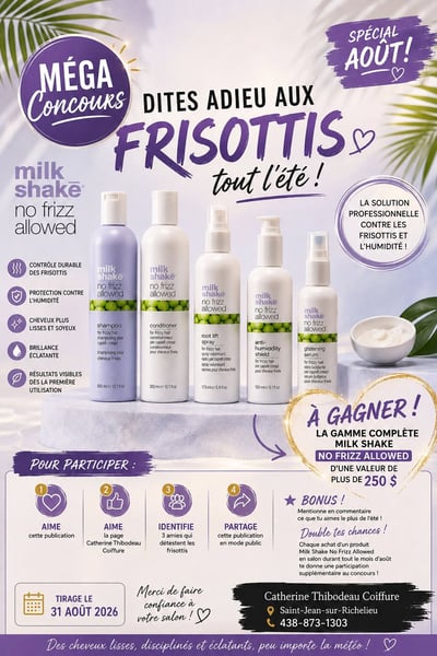 Concours Gagnez la toute nouvelle gamme Milk Shake No Frizz Allowed !