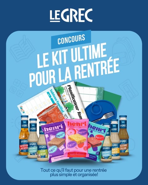 Concours Gagnez le kit ultime pour la rentrée Le Grec Original!