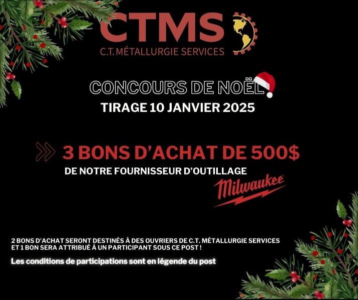 Concours Gagnez l'un des 3 bons d'achat de 500$ chacun de notre fournisseur d'outillage Milwaukee!