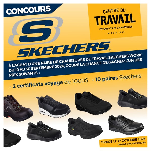 Concours Gagnez l'un des deux certificats voyage de 1000$ ou l'une des dix paires de chaussures Skechers!