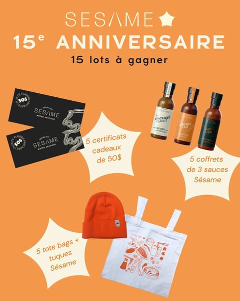 Concours Gagnez l'un des quinze prix du Sésame - Bistro Asiatique!
