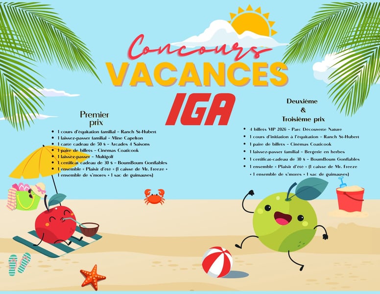 Concours Gagnez  l'un des trois paniers vacances remplis d'activités et de sorties familiale!