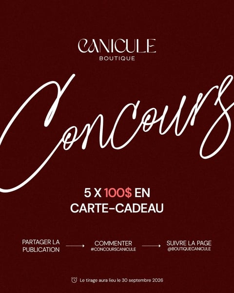 Concours Gagnez l'une des cinq cartes-cadeaux chez Boutique Canicule de 100$!