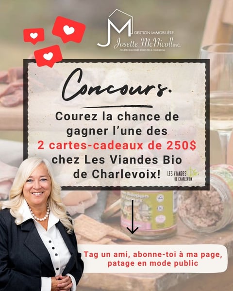 Concours Gagnez l'une des deux cartes-cadeaux de 250$ chez Les Viandes Bio de Charlevoix!