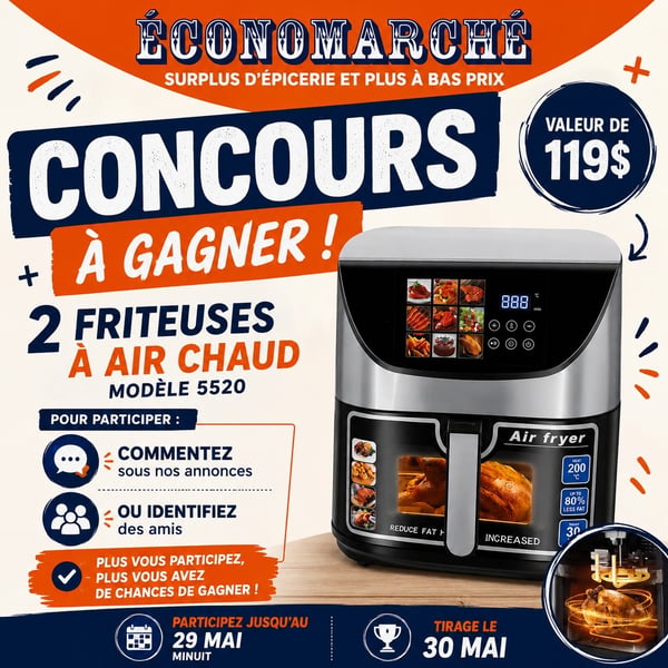 Concours Gagnez l'une des deux friteuses à air chaud!