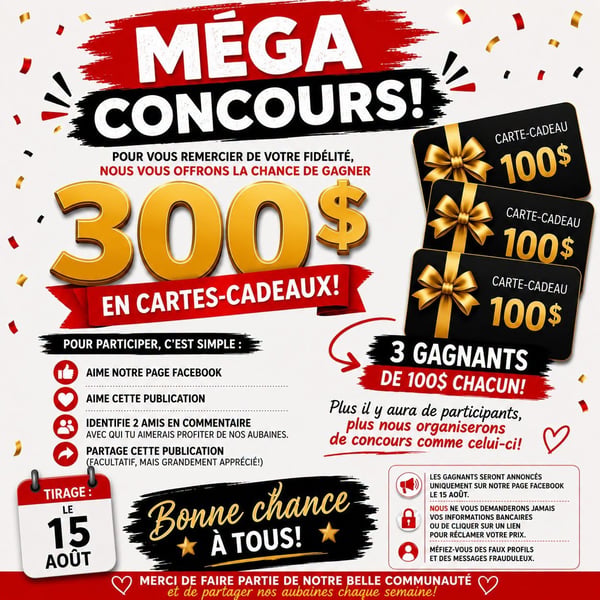 Concours Gagnez l'une des trois cartes-cadeaux de 100$ chez Escomptes Fortin 2020!