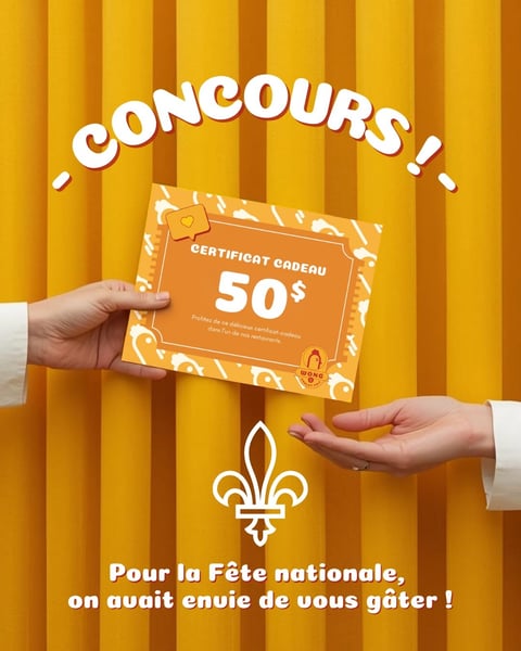 Concours Gagnez l'une des trois cartes-cadeaux Poulet Frit Wong de 50$!