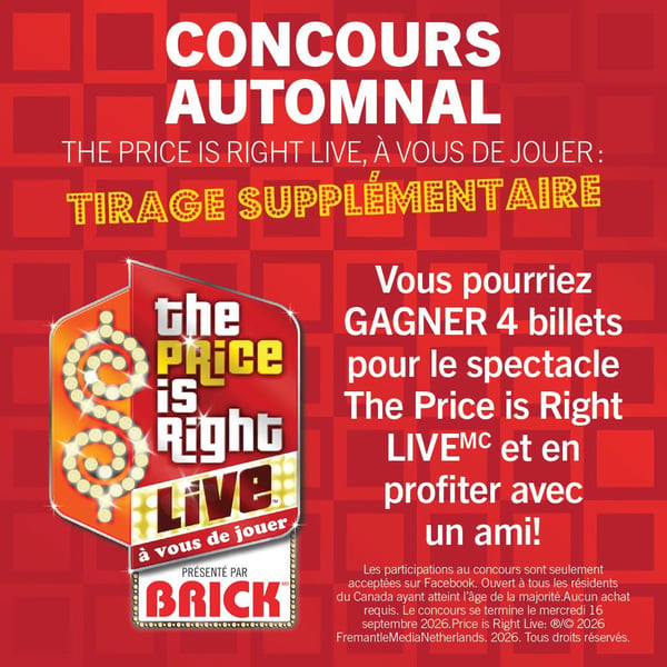 Concours Gagnez quatre billets pour les spectacles d’octobre de The Price Is Right LIVEMC!