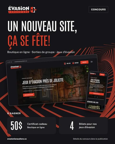 Concours Gagnez un certificat-cadeau de 50$ sur la boutique en ligne Évasion Lanaudière et quatre billets pour les jeux d'évasion!