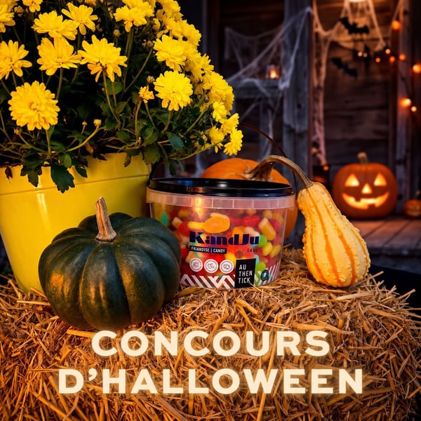 Concours Gagnez un délicieux sceau Mélange Halloween de 1,4 kg de bonbons KandJu!