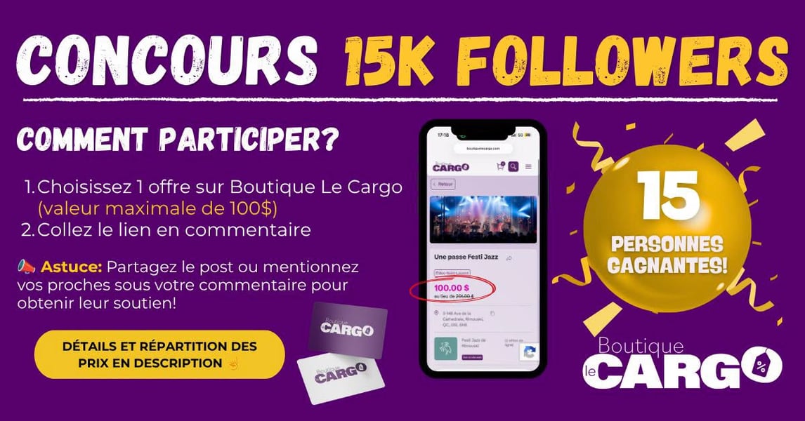 Concours Gagnez un des quinze prix de la Boutique Le Cargo!