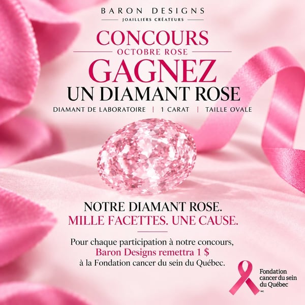 Concours Gagnez un diamant rose de laboratoire de 1,01 carat, taille ovale!