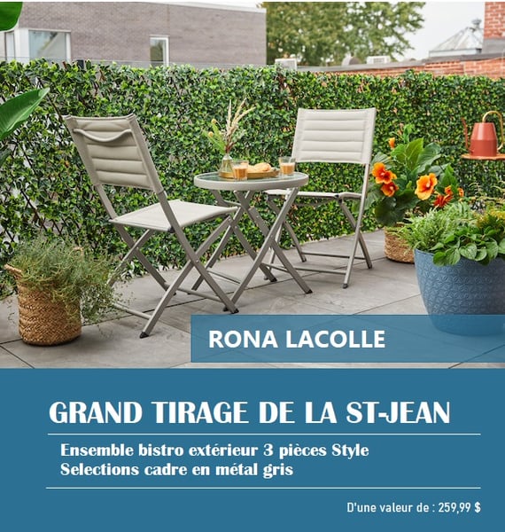 Concours Gagnez un ensemble bistro extérieur 3 pièces d'une valeur de 259,99$!