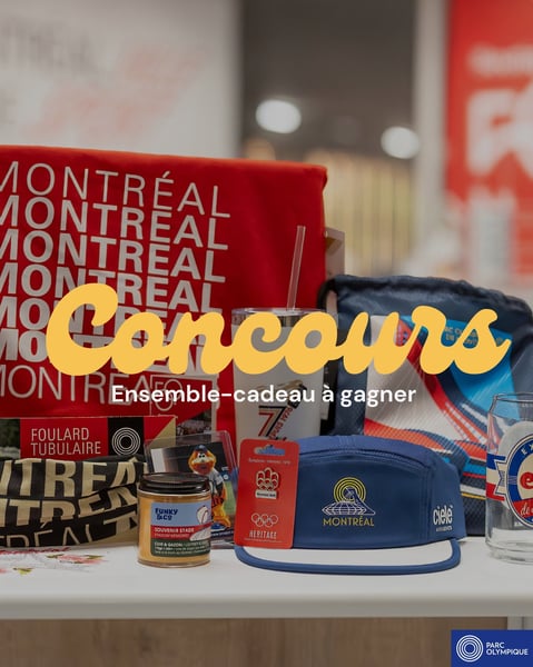 Concours Gagnez un ensemble cadeau de produits de la boutique officielle du 50e anniversaire des Jeux olympiques de Montréal!