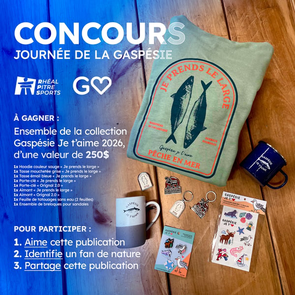 Concours Gagnez un ensemble de la toute nouvelle collection Gaspésie Je t'aime de Rhéal Pitre Sports!