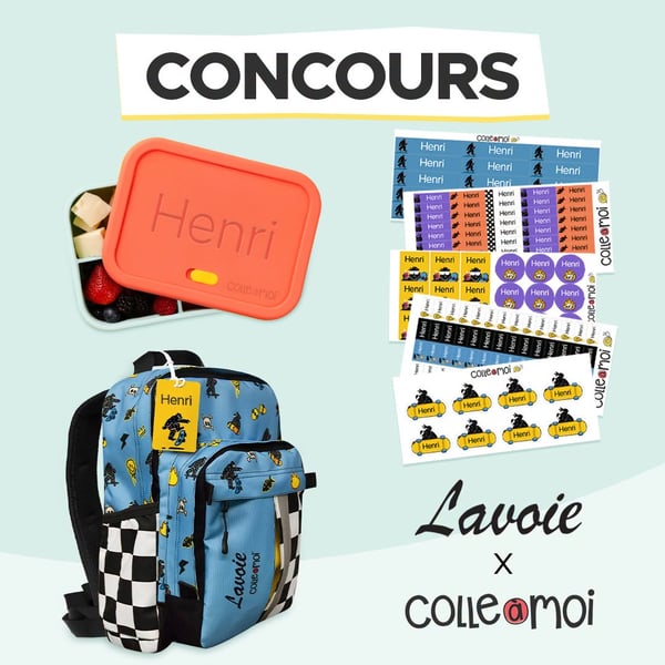 Concours Gagnez un ensemble d'étiquettes pour la rentrée, une boîte à lunch bento et un sac à dos de Sac Lavoie!