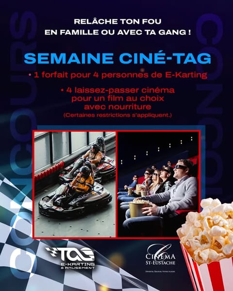 Concours Gagnez un forfait E-Karting et cinéma pour 4 personnes!