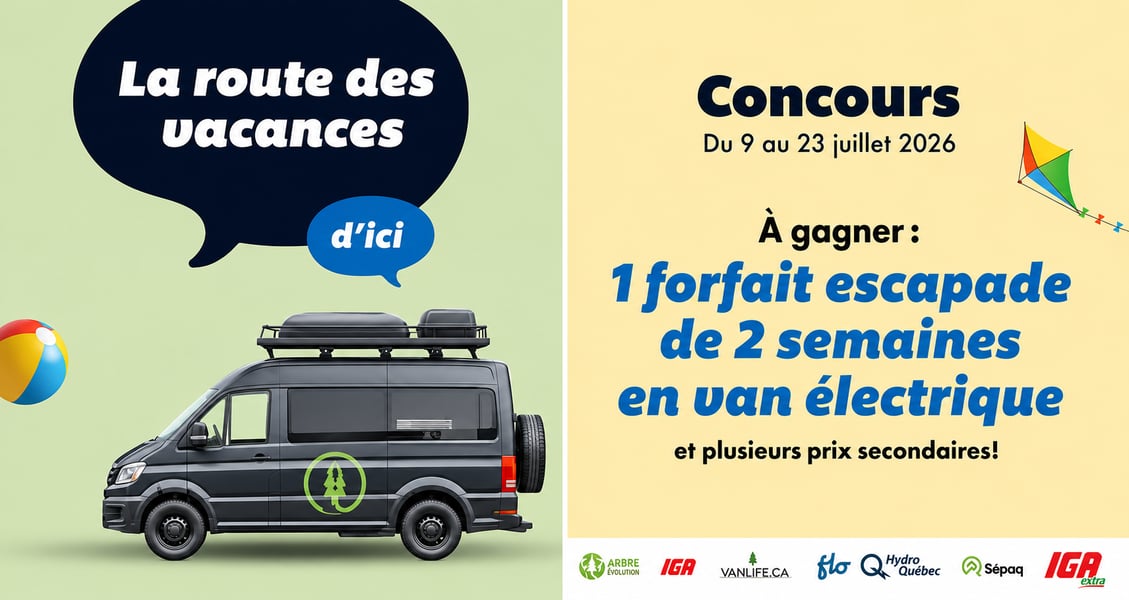 Concours IGA Gagnez un forfait escapade de deux semaines en van électrique!