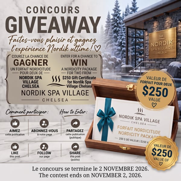 Concours Gagnez un forfait Nordicitude pour deux personnes au Nordik Spa Village Chelsea!