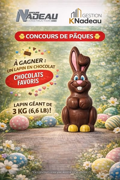 Concours Gagnez un lapin en chocolat géant!