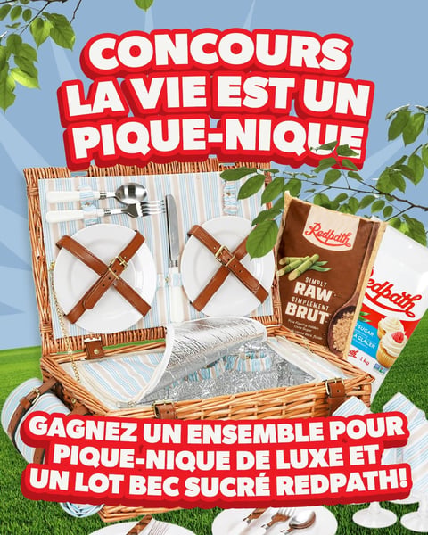 Concours Gagnez un panier de pique-nique avec tout le nécessaire pour 4 personnes, ainsi que deux paquets de sucre Redpath!