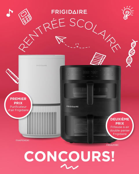 Concours Gagnez un purificateur d’air Frigidaire ou une friteuse à air double panier Frigidaire!